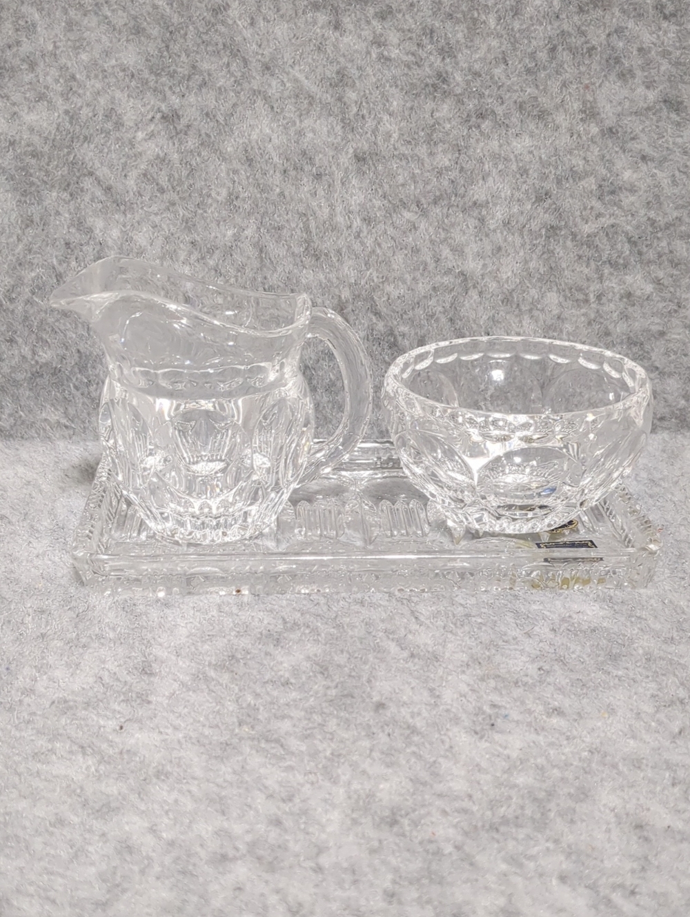 Beyer Bleikristall 3-piece sugar, creamer, and serving tray set Germany Crystal - Picture 1 of 12